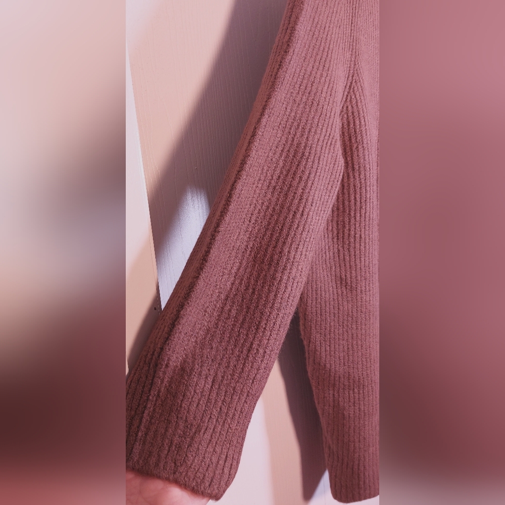 Express Chocolate NWT Raglan Long Sleeve Rib-Knit Sweater Dress Size Medium Mini - Picture 6 of 14